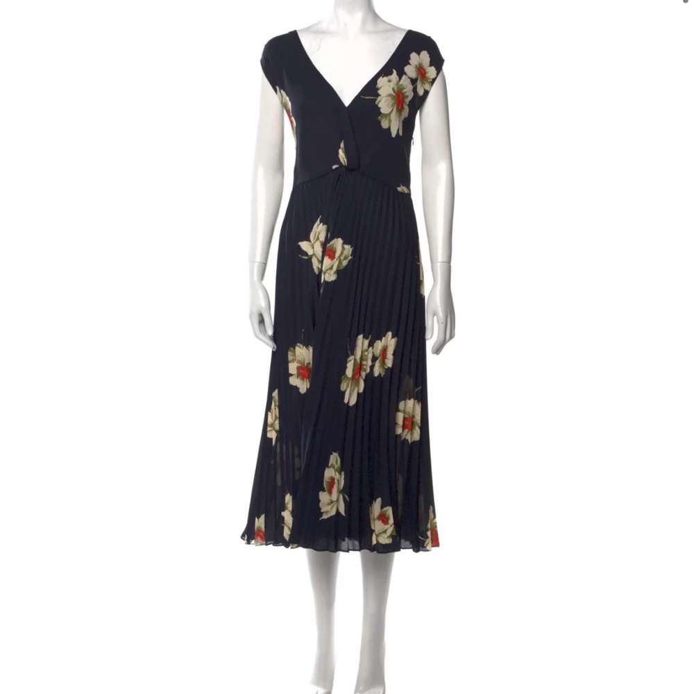 VINCE Floral Print Midi Length Dress